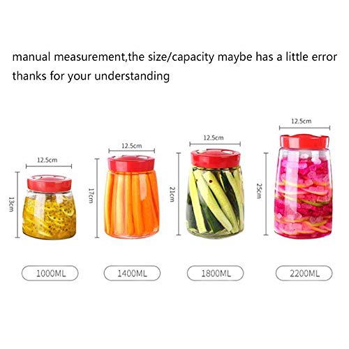 Tvoip Modern Fermenting Seal Storage Jar Transparent Glass Jars with Lid Kit/Honey Jam Fruit Cans Pickle Side Dish Tanks Tea Bottle Accessories (74OZ(2200ML)) - color: 74OZ(2200ML)