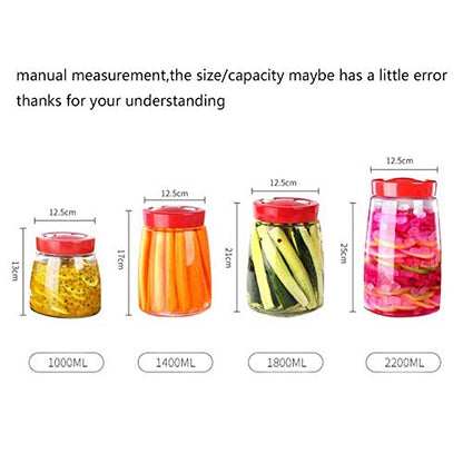 Tvoip Modern Fermenting Seal Storage Jar Transparent Glass Jars with Lid Kit/Honey Jam Fruit Cans Pickle Side Dish Tanks Tea Bottle Accessories (74OZ(2200ML)) - color: 74OZ(2200ML)