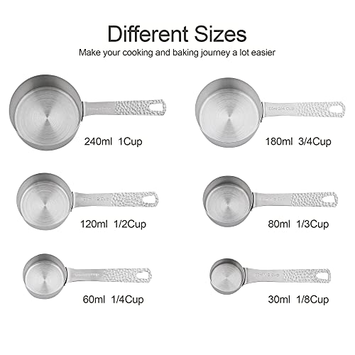 18/8 Stainless Steel Measuring Cups and Spoons Set, Metric & US 6 Measuring Cups and 7 Measuring Spoons with Leveler & 5 Mini Measuring Spoons for Baking & Kitchen