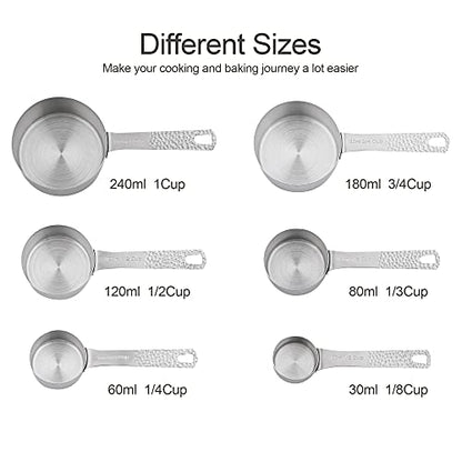 18/8 Stainless Steel Measuring Cups and Spoons Set, Metric & US 6 Measuring Cups and 7 Measuring Spoons with Leveler & 5 Mini Measuring Spoons for Baking & Kitchen