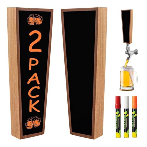 Wooden Beer Tap Handles Keg Handle Chalkboard Beer Tap Handles for Kegerator, Keg Tap Handles & Markers - Nice Gift for Homebrewers, Bars, Restaurants & Weddings - Pack of 2 - size: 2 PCS