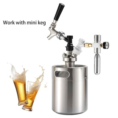 Home Brew Equipment Kegging Tools 0-60PSI CO2 Regulator Portable Mini Keg CO2 Charger 7/16" Regulated for Home Brewing