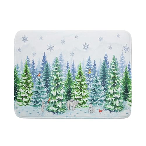 Winter Bear Bird Dish Drying Mat - Welcome Christmas Snowflake Drying Pad for Counter Forest Wildlife Dish Drainer Mat Cabin Animal Kitchen Accessories 18 x 24 Inch - color: Forest Bear Bird, size: 24" x 18"