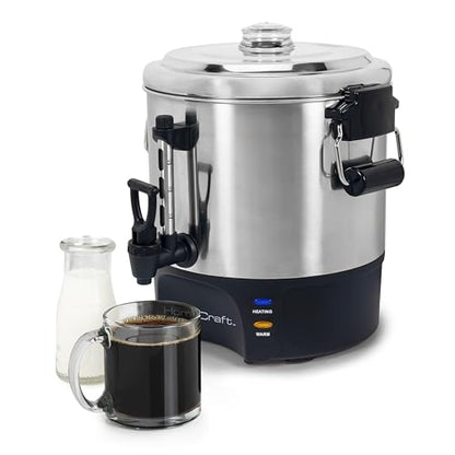 Homecraft 40-Cup Beverage Urn – Quick Brew Stainless Steel Coffee Maker – Drip-Free Spout, Reusable Filter – For Events, Parties, Large Gatherings – Stainless Steel - style: 40 Cup