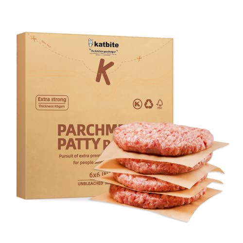 Katbite 300Pcs 6x6 Inches Patty Paper, Burger Patty Paper, Unbleached Parchment Sheets, Heavy Duty & Non-Stick, Squares for Seperating Patty, Cookies, Storing Foods Wrapping Candies - color: 6"x6"-300