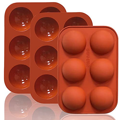 Lerykin 6 Holes Medium Semi Sphere Silicone Molds, 3 Packs Half Sphere Silicone Baking Molds for Making Chocolate, Cake, Jelly, Dome Mousse - color: 6 Medium ( 3 Pack )