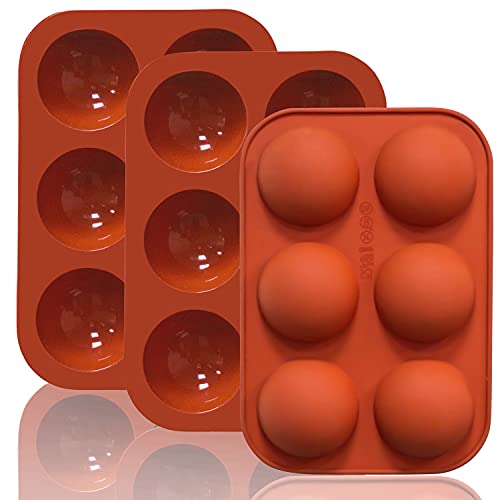 Lerykin 6 Holes Medium Semi Sphere Silicone Molds, 3 Packs Half Sphere Silicone Baking Molds for Making Chocolate, Cake, Jelly, Dome Mousse - color: 6 Medium ( 3 Pack )