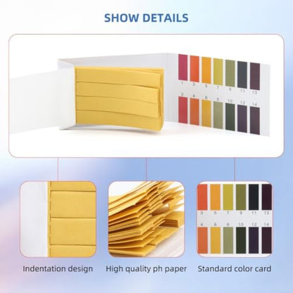 pH Test Strips 1-14 Wide Range Litmus Paper for Body Fluids Soil - 80 Pack Fast Accuracy Testing Kit for Pool Spa Wine Fermentation(80pcs)