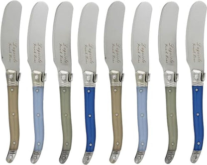 French Home Laguiole Spreaders, Set of 8, Blue and Cream - style: Blue and Cream