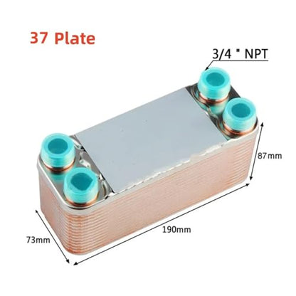 Stainless Steel Counterflow Wort Chiller, 26/37/47 Plate Heat Exchanger for Home Brewing with Garden Hose Rapid Cooling(37 plate) - color: 37 plate