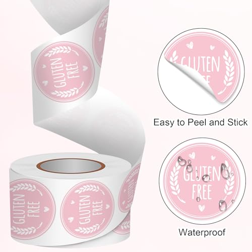 Louise Maelys Gluten Free Stickers 1.5 Inch Food Allergy Labels for Baking, Kitchen & Food Packaging with Wheat & Heart Design, Waterproof, Residue-Free 500PCS - color: Color 4