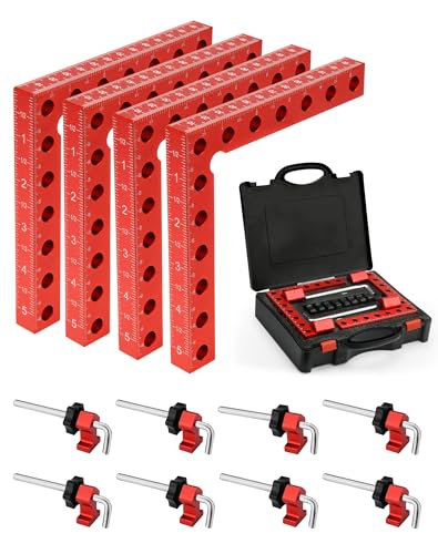 Corner clamps for woodworking, 4Pack 90 degree 5.5"x5.5" clamping squares for right angle positioning, woodworking square clamp tools for cabinet, picture frame, box, drawers