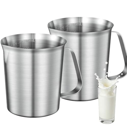 Stainless Steel Measuring Cups 2-Pack, Unbreakable Metal Measuring Cup Set with Easy-Read OZ/ML Marks & Secure Grip Handle, Ideal for Kitchen, Baking, Bar, Party & Pet Food (24 oz+24 oz) - size: 24 oz+24 oz