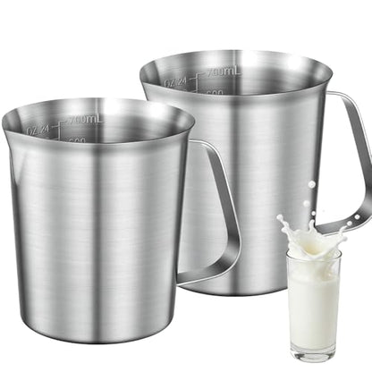 Stainless Steel Measuring Cups 2-Pack, Unbreakable Metal Measuring Cup Set with Easy-Read OZ/ML Marks & Secure Grip Handle, Ideal for Kitchen, Baking, Bar, Party & Pet Food (24 oz+24 oz) - size: 24 oz+24 oz