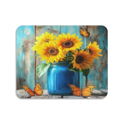 Butterfly Sunflowers Jar Dish Drying Mat for Kitchen Counter Highly Absorbent Coffee Mat Heat Resistant Dish Rack Pad for Sink Utensils Draining Racks 15.7" x 11.8" - size: 15.7x11.8inch