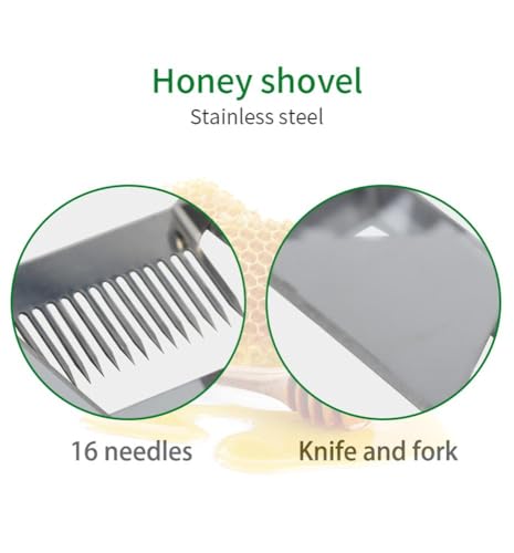 TopHomer Beekeeping Uncapping Fork Stainless Steel Honeycomb Honey Fork Knife 2 in 1 Beekeeping Tool Easy to Use