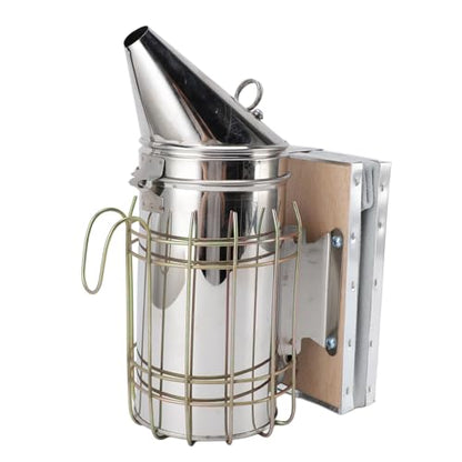 Stainless Steel Bee Smoker for Beekeeping with Heat, Lightweight Beekeeper Tool, Solid Wood, Stable Smoke, Easy to Carry, Calm Bees, Avoid Attacks, Excellent Airflow (Gold) - color: Gold