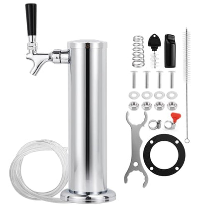 Beer Tower Single Tap Draft Beer Tower, Stainless Steel Keg Tower, 3" Tap Tower dispenser with Pre-Assembled Tubing and Self-Closing Spring, Single Kegerator Tower Dispenser for Party Bar - size: Single Tap Beer Tower