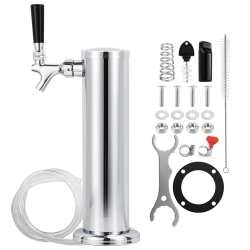 Beer Tower Single Tap Draft Beer Tower, Stainless Steel Keg Tower, 3" Tap Tower dispenser with Pre-Assembled Tubing and Self-Closing Spring, Single Kegerator Tower Dispenser for Party Bar - size: Single Tap Beer Tower