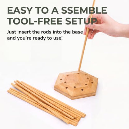 Elsjoy Set of 2 Plastic Bag and Bottle Drying Racks, Countertop Kitchen Bamboo Drying Stands for Cup, Mug, Gloves, Silicone Bags