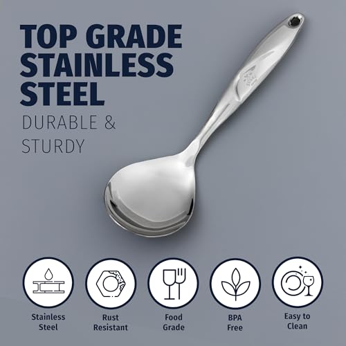 Zulay Kitchen Stainless Steel Serving Spoon - 11.5” Large Cooking & Serving Spoon with Ergonomic Handle - Durable, Rust-Resistant & Dishwasher Safe Kitchen Utensil for Cooking and Buffets - size: Cooking Spoon