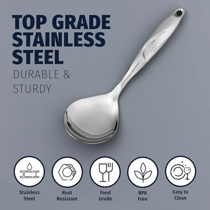 Zulay Kitchen Stainless Steel Serving Spoon - 11.5” Large Cooking & Serving Spoon with Ergonomic Handle - Durable, Rust-Resistant & Dishwasher Safe Kitchen Utensil for Cooking and Buffets - size: Cooking Spoon