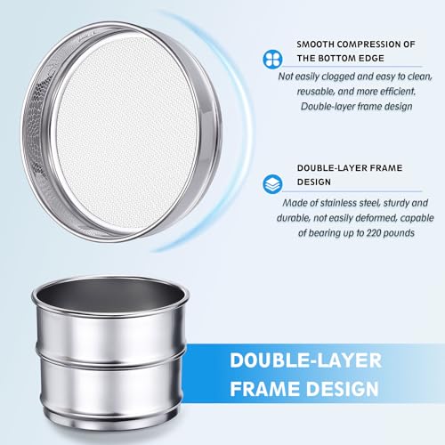 PATIKIL 400 Mesh(0.0385mm) Lab Sieve, 7.9"(20cm) Diameter Sifting Screen 304 Stainless Steel Wire Cloth Fine Mesh Sieve for Industrial Laboratory Home Soil Sifter Dry Sift Screens Hash - size: 400 Mesh(0.0385mm)/7.9"