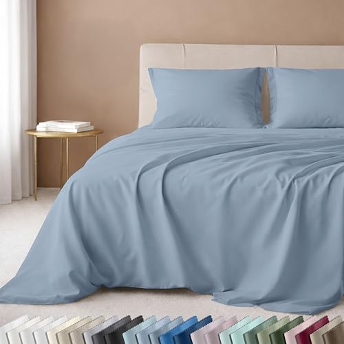 California Design Den Twin Sheet Set - 100% Cotton, Luxury 600 Thread Count Deep Pocket Twin Sheets, Soft and Durable Bedding with Sateen Weave - Blue - color: 13 - Blue, size: Twin