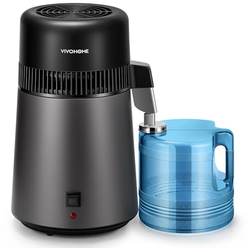 VIVOHOME Water Distiller Countertop 1.06 Gallon/4L 750W Distilled Water Machine with Smart Switch Purifier Filter for Home Office, Black - color: Black, size: 1.1 gallon