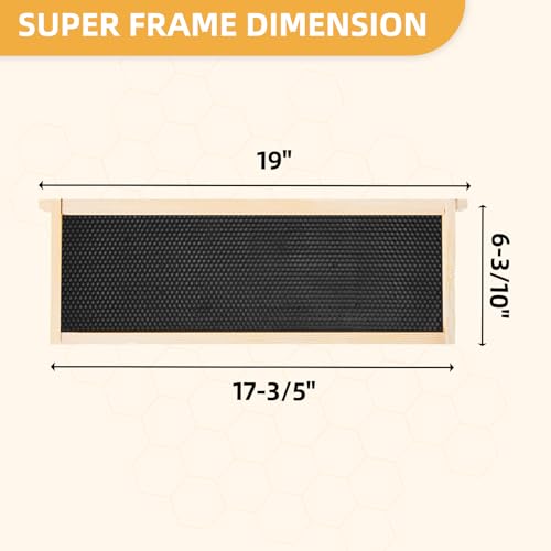 Medium Beehive Frames and Wax Foundations,10 Pack Honey Bee Frames with Wooden Bee Hive Frames and 100% Beeswax Coated Foundations, 6-1/4-Inch (Black) - size: 10 Pack Medium Frames-Black