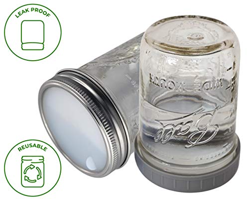 Leak Proof Platinum Silicone Sealing Lid Inserts/Liners for Mason Jars (10 Pack, Wide Mouth) - size: Wide Mouth