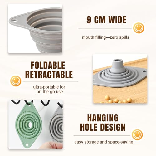Kitchen Funnel Set 3 Pack, 2026 New Food Grade Silicone Collapsible Funnels, Space-Saving & Easy to Clean, Portable Small Funnels for Water Bottles & Liquid Transfer (6pcs) - color: 6pcs