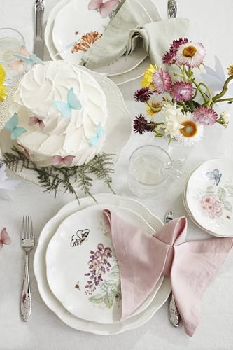 Lenox Silverware Set For 12, Butterfly Meadow 65-Piece Flatware Set, Service For 12, 18/10 Stainless Steel, Dishwasher Safe, Butterfly and Flower Motif, Includes Serving Utensils (Silver, 65 Piece) - style: 65-Piece Flatwate Set