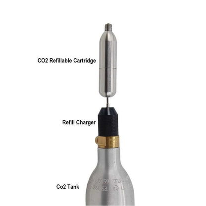 Home Brew Equipment Kegging Tools Refillable Co2 Cartridge 3/8-24UNF Thread Co2 Dispensing Accessory for Cocktails, Seltzers, Carbonated Growlers Beer Keg (Refill Adapter Cga320)
