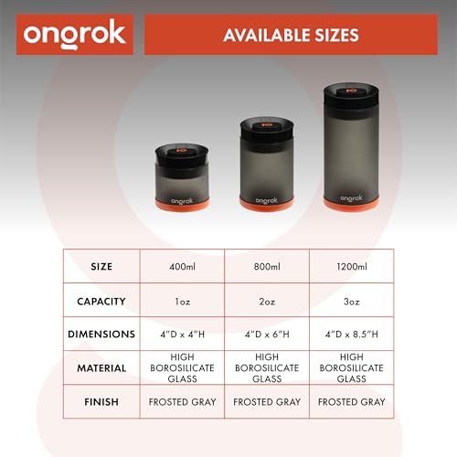 ONGROK Glass Storage Jar with Vacuum Pump Technology, Air Proof Containers to Preserve Smell and Aroma (800ml (2oz)) - size: 800ml (2oz)