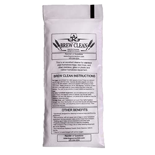 Kegconnection Brew Clean 1 lb - Kegerator Beer Line Cleaning Powder | 30+ uses. Easy and safe to use. Homebrew kegs and brewing equipment accessories cleaner.