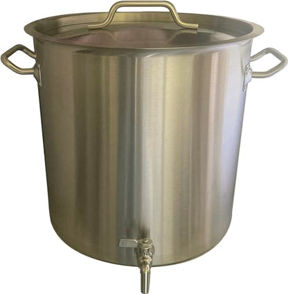 8.75 Gallons Stainless Steel Brewing Stock Pot with Spigot Spout + Lid Cover: Heavy-Duty 35 qt Kettle with Faucet Drain Valve Tap to Pour - style: 8.75 Gal Brewing Pot + Spout & Lid
