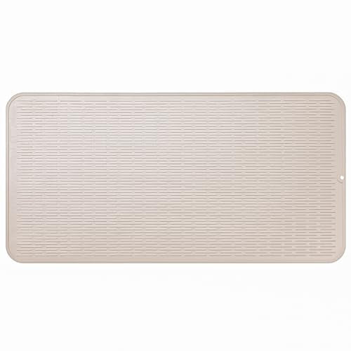 MicoYang Silicone Dish Drying Mat for Multiple Usage,Easy clean,Eco-friendly,Heat-resistant Silicone Mat for Kitchen Counter or Sink,Refrigerator or Drawer Liner Tapioca 5XL 36inches x 18inches - color: Tapioca, size: 36"L x 18"W