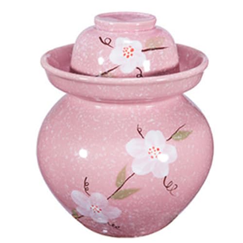 MRYBD Pickle Jar Large Traditional Sichuan Chinese Ceramic Fermenting Jar with Water Seal Airlock Lid, Ceramic Fermentation Crock for Pickling, Kimchi, Sauerkraut Pink-0.75L - color: Pink, size: 0.75L