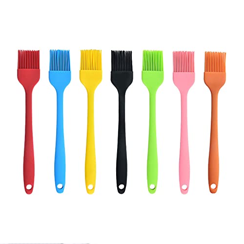 Silicone brush, Oil Brush for BBQ Kitchen Cooking Baking and Grilling (2 PCS,yellow&pink) - color: yellow&pink