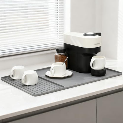 Silicone Coffee Mat, 24"X16" Heat-Resistant,Eco-friendly,Hygienic Drying Pad,Leak-Proof and Non-Slip,Removable Silicone Mat with Concave and Convex Design,（Gray 24X16） - color: Gray, size: 24" x 16"