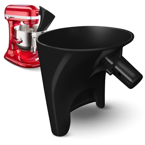 Flour Funnel Kitchen Aid Mixer, 2026 New Latest Upgraded Large Funnel, Mess-Free Flour Funnel Suitable for 7qt Lift-Type Kitchen Aid Mixer,Dishwashe Spill Proof Stand Mixer Attachment(Black) - color: black-pro