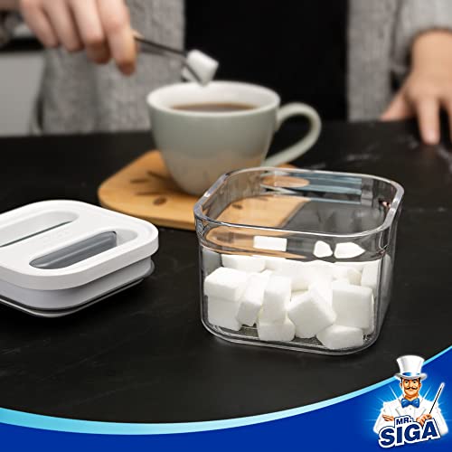 MR.SIGA 4 Pack Airtight Food Storage Container Set, BPA Free Kitchen Pantry Organization Canisters, One-handed Airtight Cereal Snack Candy Storage Containers, 360ml / 12.2oz, Small, White - color: White