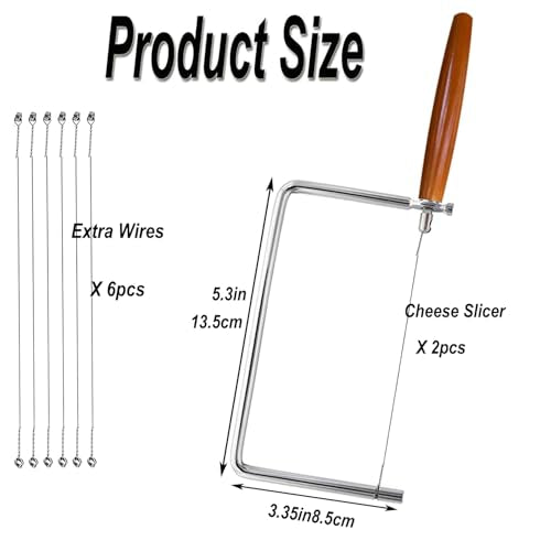 Cheese Slicer Kit Accessories Kitchen Knife Cheese Cutter Stainless Steel Components DIY for Making Giftable Cheese Cutting Boards with This Cheese Cutter Kit,Wire Cheese Slicer (2Slicer+6Wires)5" - size: 5in