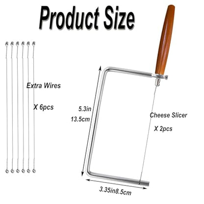 Cheese Slicer Kit Accessories Kitchen Knife Cheese Cutter Stainless Steel Components DIY for Making Giftable Cheese Cutting Boards with This Cheese Cutter Kit,Wire Cheese Slicer (2Slicer+6Wires)5" - size: 5in
