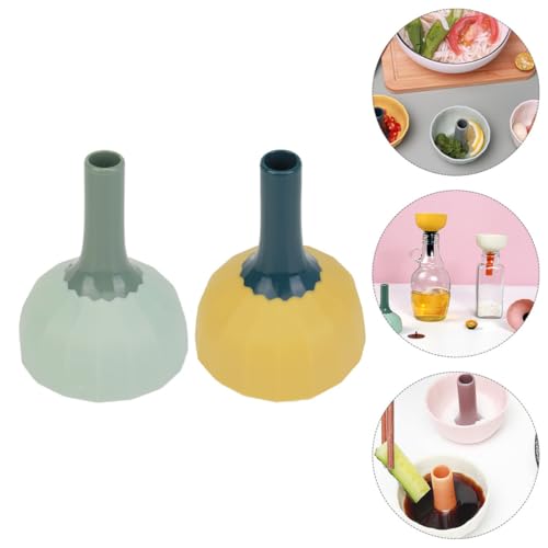 2 Pcs Kitchen Funnels Strainer, Small Multipurpose Household Food-Grade Funnels for Liquid and Grain Transfer, Convenient Green and Blue-Yellow Set for Cooking and Tea Brewing