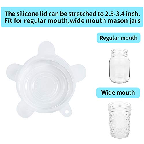 Webake Silicone Stretch Lids 10 Pack for Regular and Wide Mouth Mason Jar, Reusable Silicone Stretch Lids(Stretched to 3.5 inch), Sealed Durable Food Storage Covers Suit for Jar, Cans, Pot - color: White