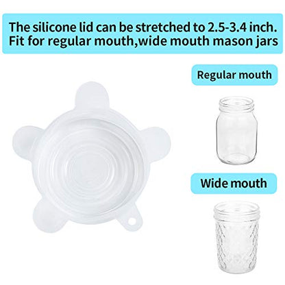 Webake Silicone Stretch Lids 10 Pack for Regular and Wide Mouth Mason Jar, Reusable Silicone Stretch Lids(Stretched to 3.5 inch), Sealed Durable Food Storage Covers Suit for Jar, Cans, Pot - color: White