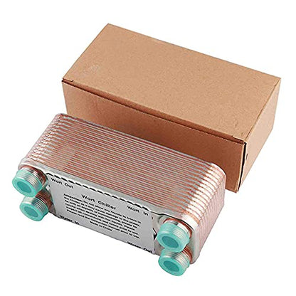 AIZYR 20/30/40 Plates Heat Exchanger Wort Chiller, Stainless Steel Beer Wort Chiller Cooler with Copper Homebrew Beer Cooler Tools,20 Plates - color: 20 Plates