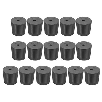 MECCANIXITY Rubber Tapered Plug 24mm to 28mm Solid Test Tubes Bungs Stopper with Hole Black for Lab Home 16 Pieces - size: 24mm-28mm
